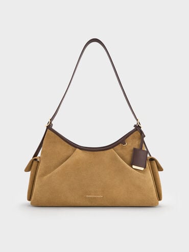 Khai Recycled Suede Side-Pocket Shoulder Bag, Sahara Sand, hi-res