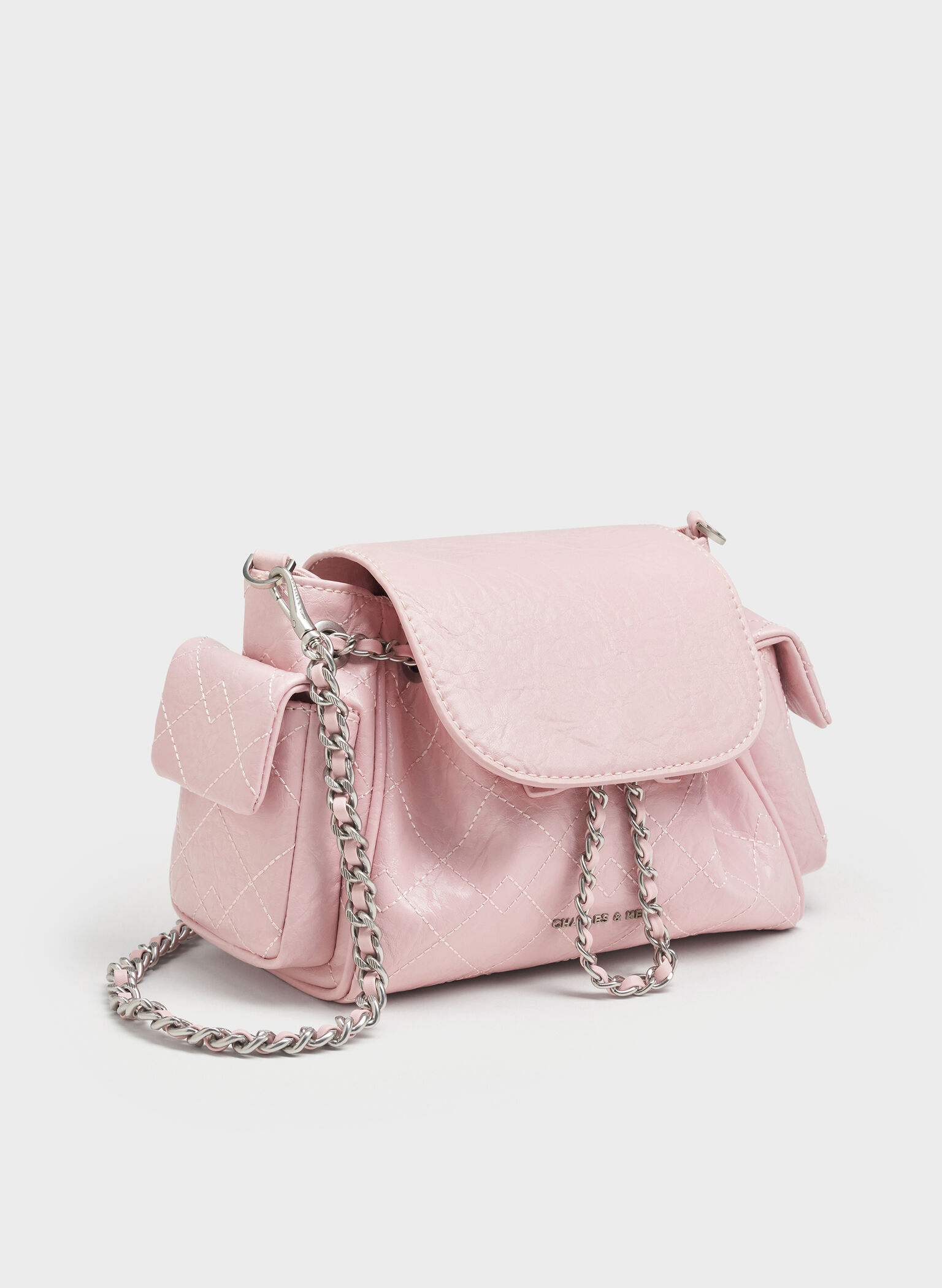 Duo Quilted Two-Way Front Flap Backpack, Cotton Candy Pink, hi-res