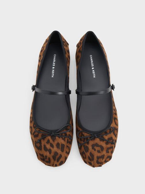 Emiko Leopard-Print Bow Mary Jane Flats, Animal Print Brown, hi-res