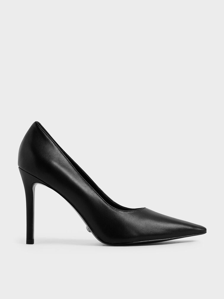 Patent Leather Pointed Toe Stiletto Pumps, Black, hi-res