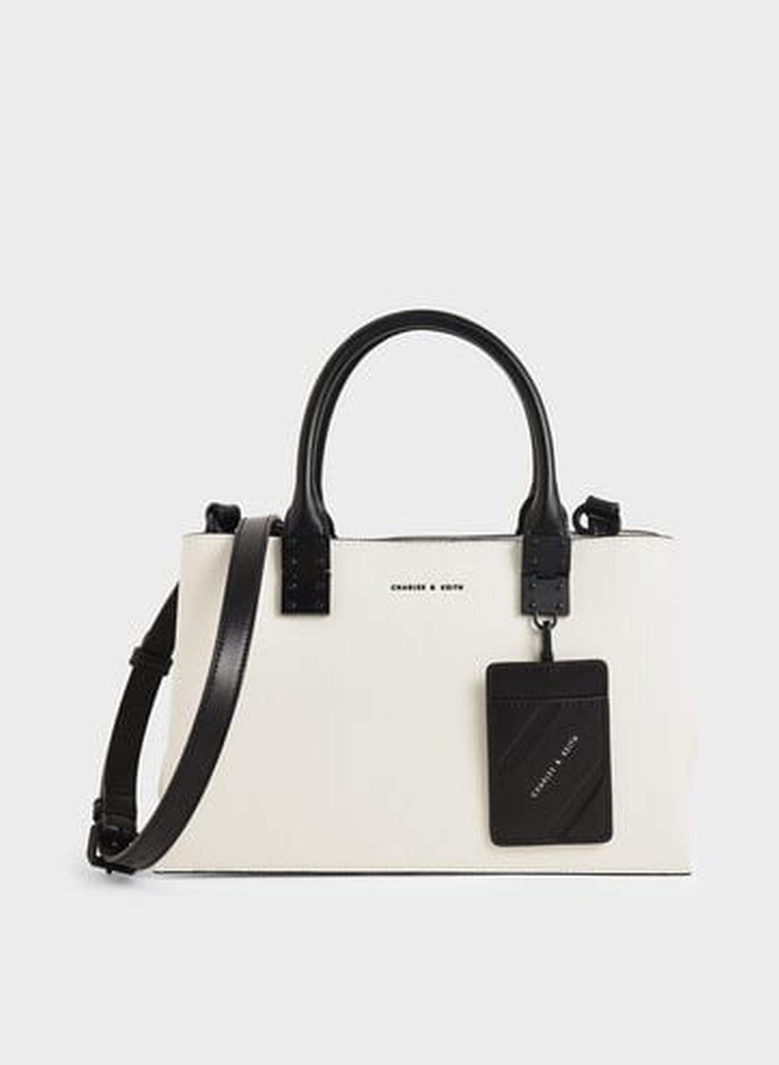 Cameron Double Top Handle Bag, White, hi-res