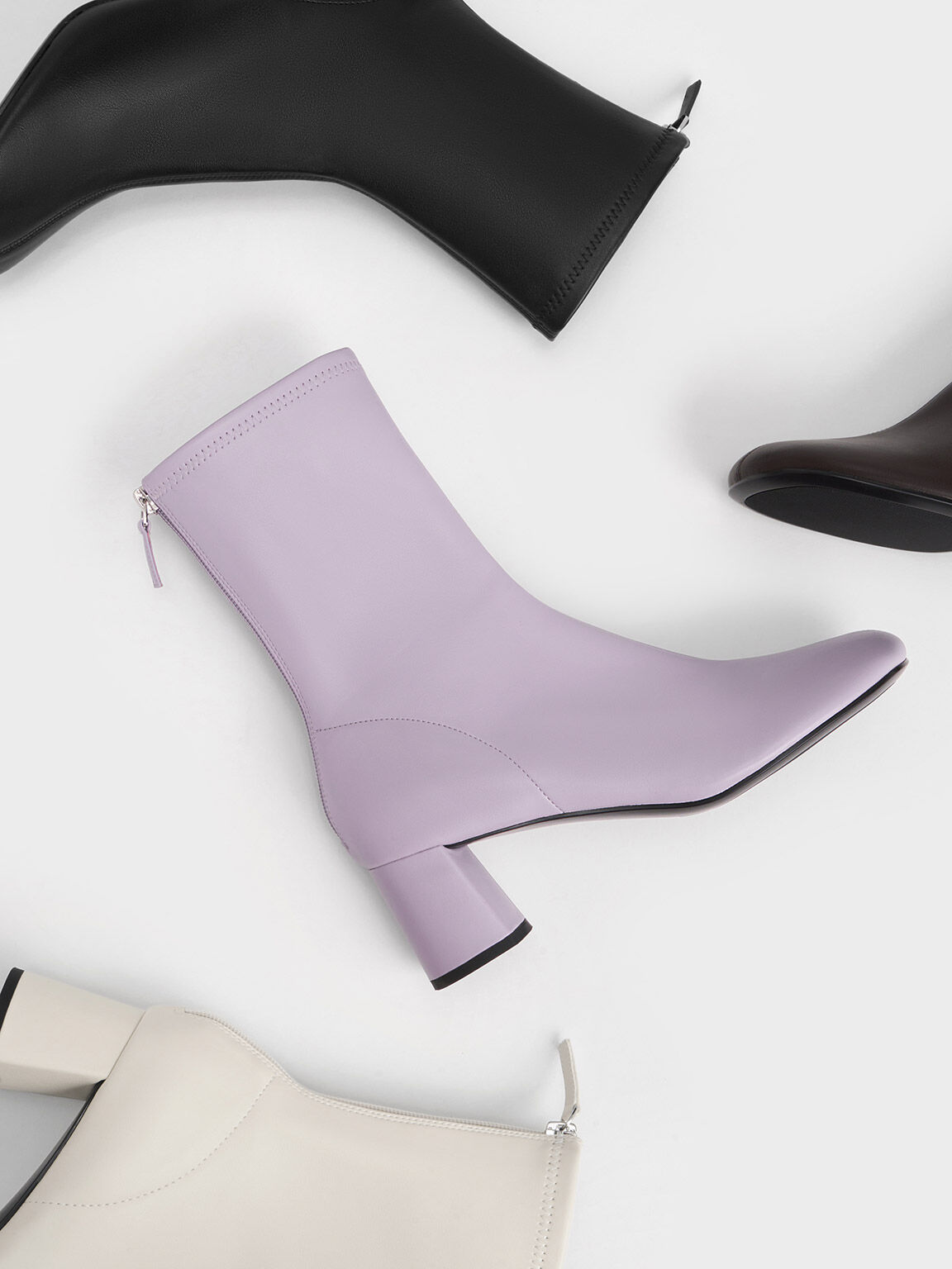 Black Round Toe Zip Up Ankle Boots CHARLES KEITH UK