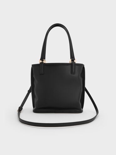 Addison Knotted-Rope Reversible Tote Bag, Black, hi-res