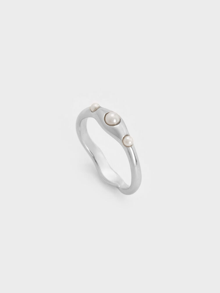 Corrine Pearl Sculptural Ring, Silver, hi-res