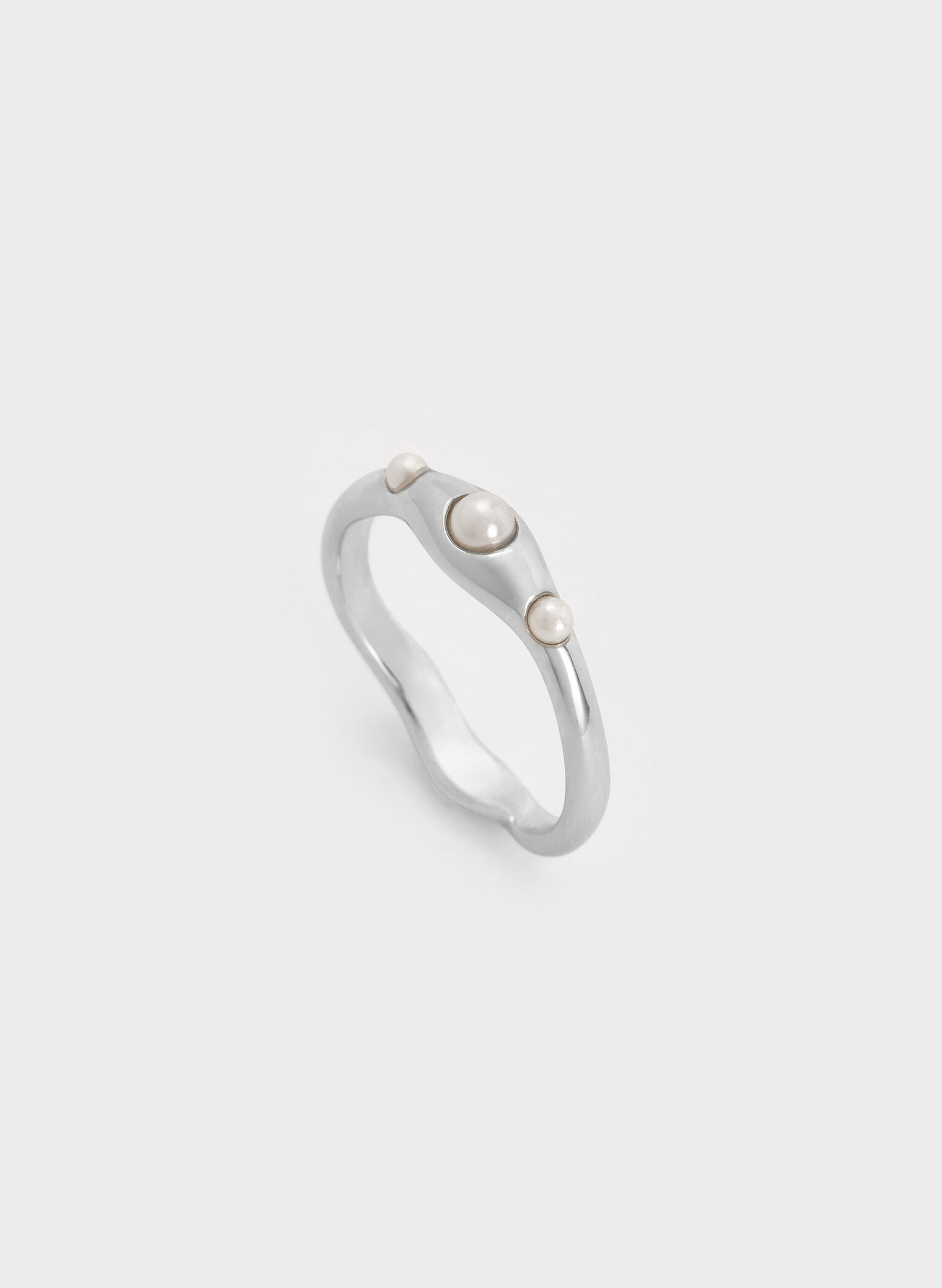 Corrine Pearl Sculptural Ring, Silver, hi-res