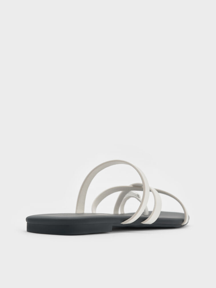 Metallic-Accent Strappy Toe-Ring Sandals, Chalk, hi-res