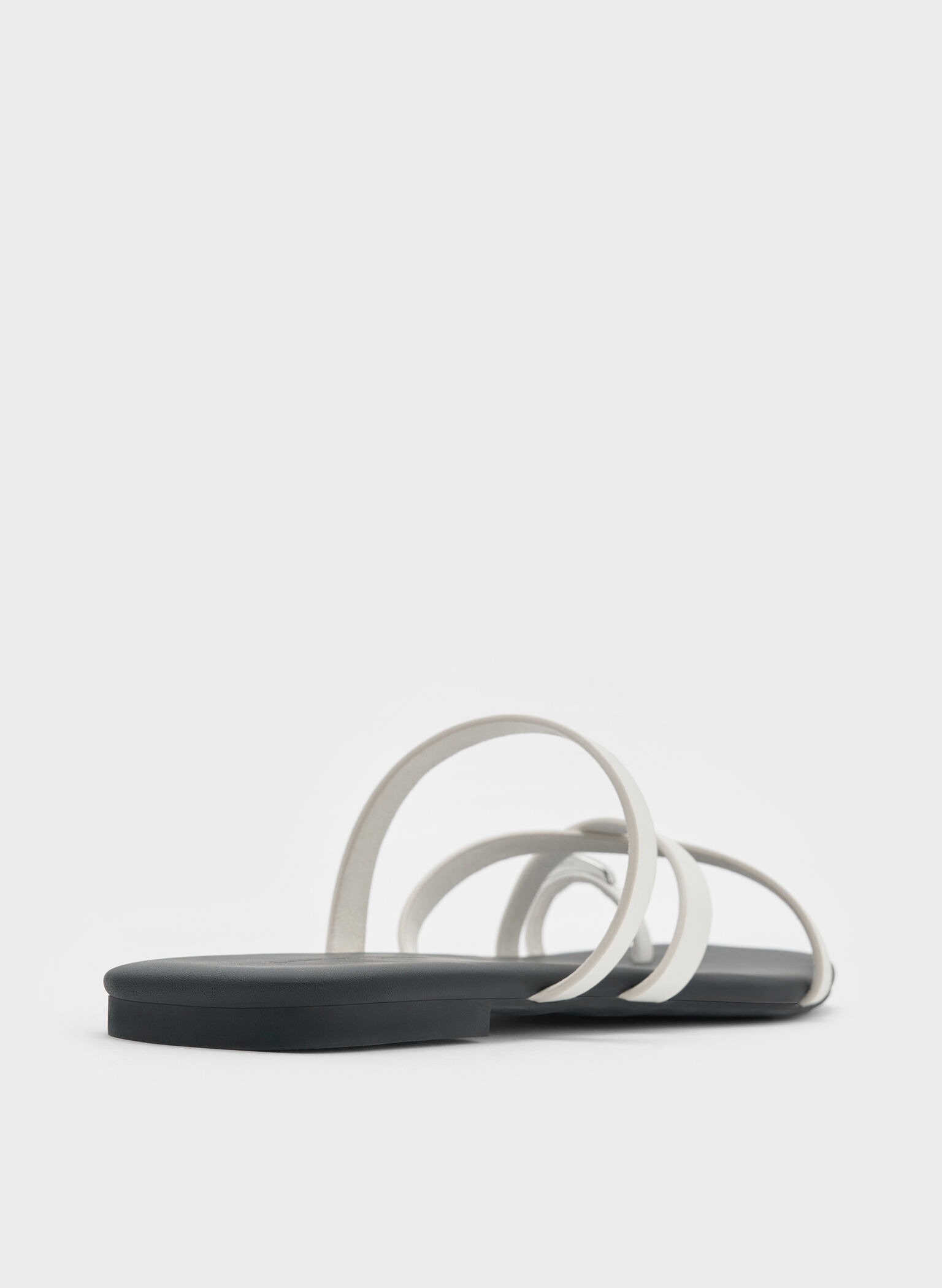 Metallic-Accent Strappy Toe-Ring Sandals, Chalk, hi-res