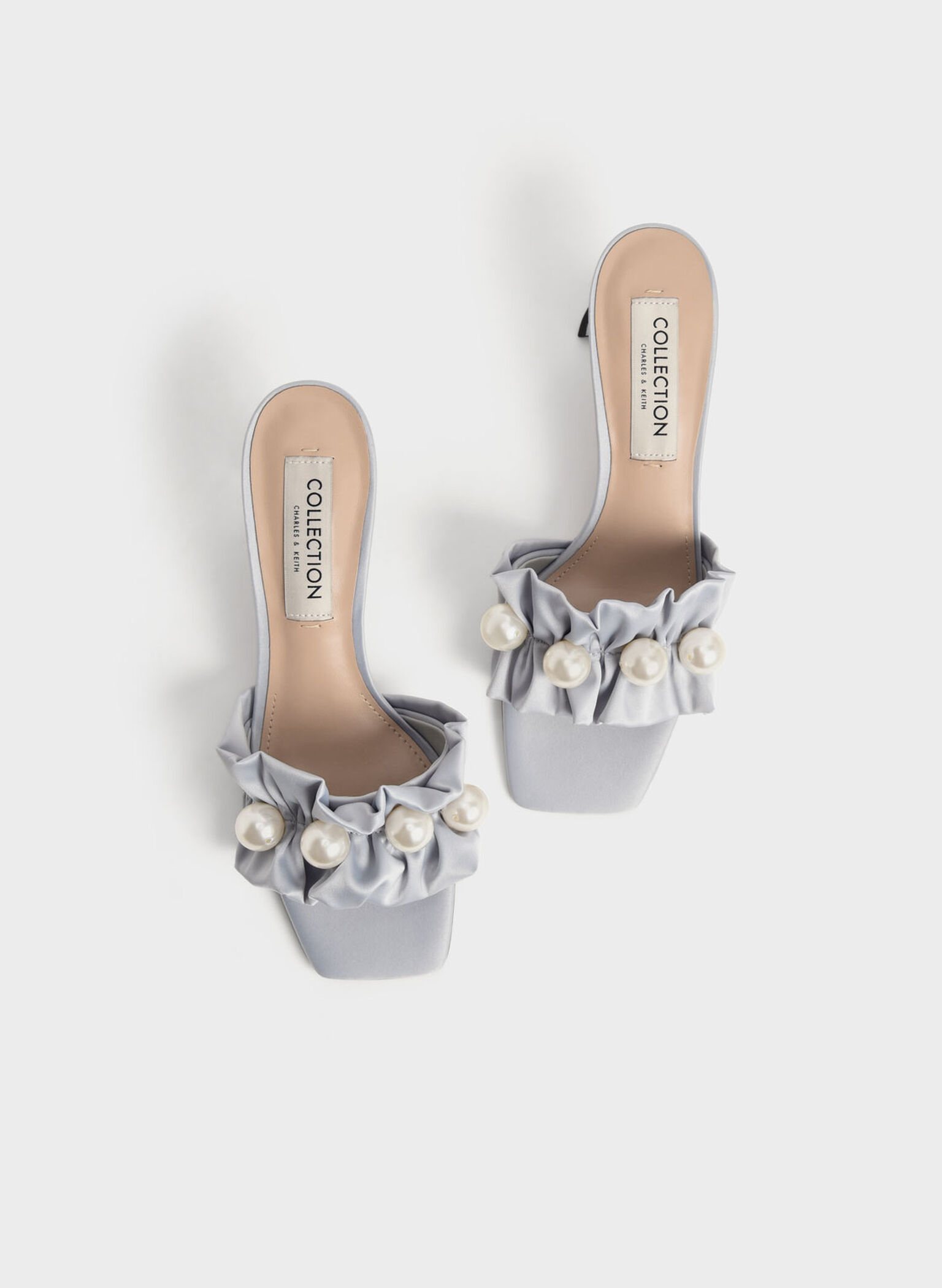 Blythe Bead-Embellished Satin Mules, Silver, hi-res
