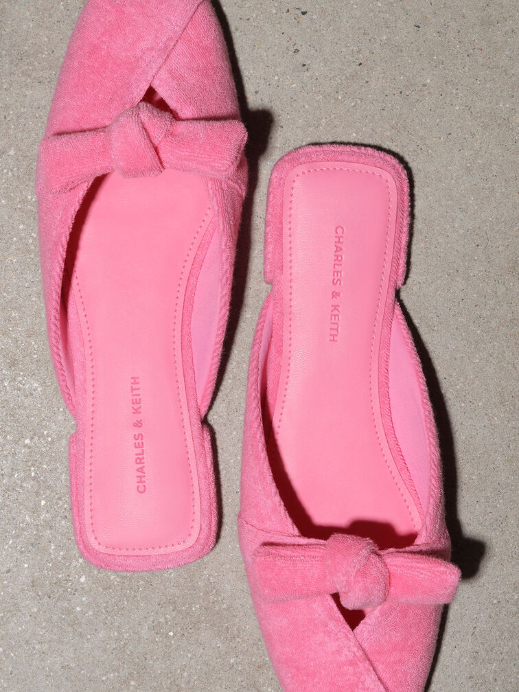 Loey Textured Knotted Mules, Pink, hi-res