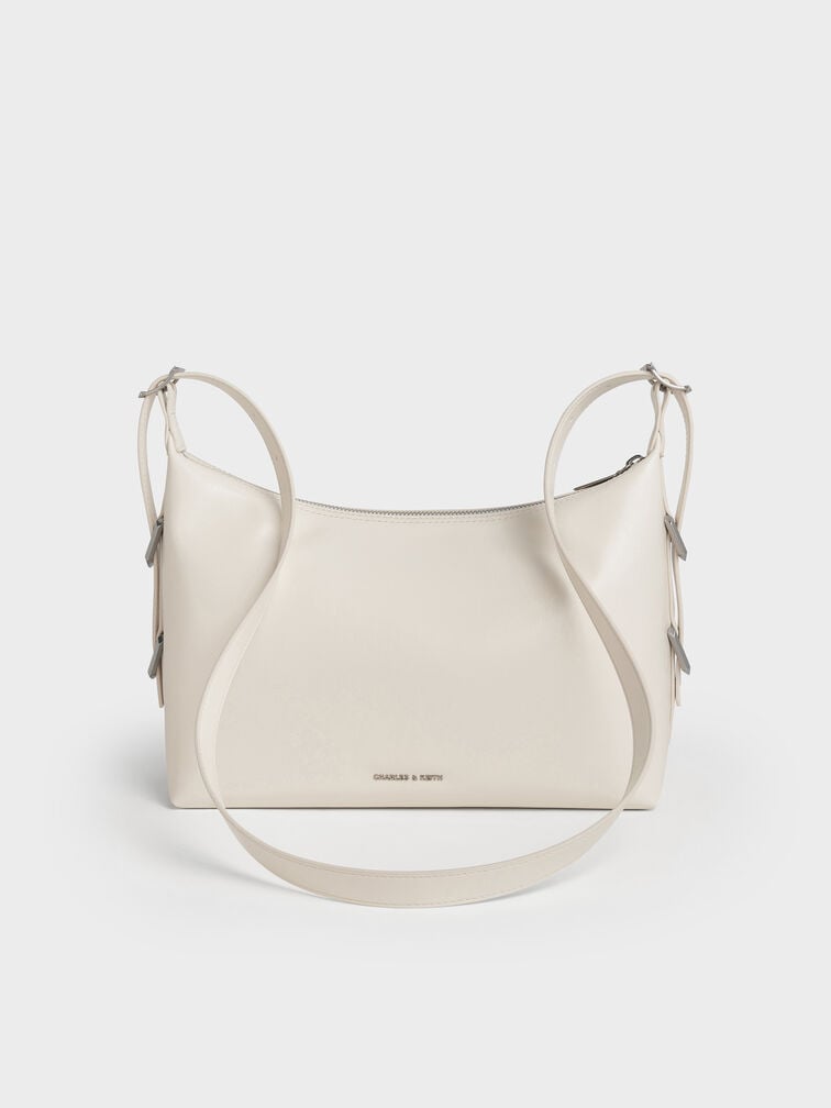 Bryna Belted Hobo Bag, Cream, hi-res