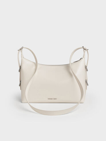 Bryna Belted Hobo Bag, Cream, hi-res