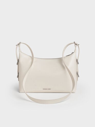 Bryna Belted Hobo Bag, Cream, hi-res