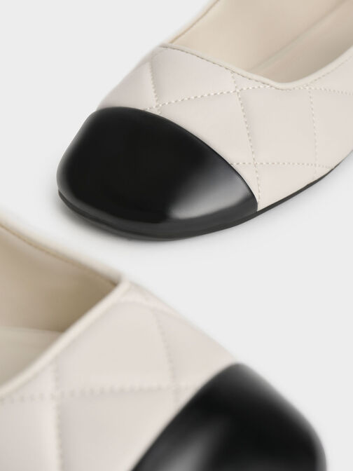 Cap-Toe Quilted Mary Janes, Chalk, hi-res