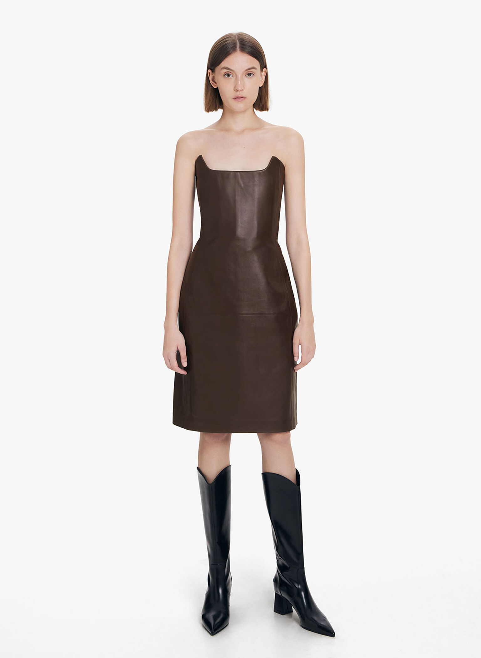 Lucinda Trapeze-Heel Knee-High Boots, Black Box, hi-res