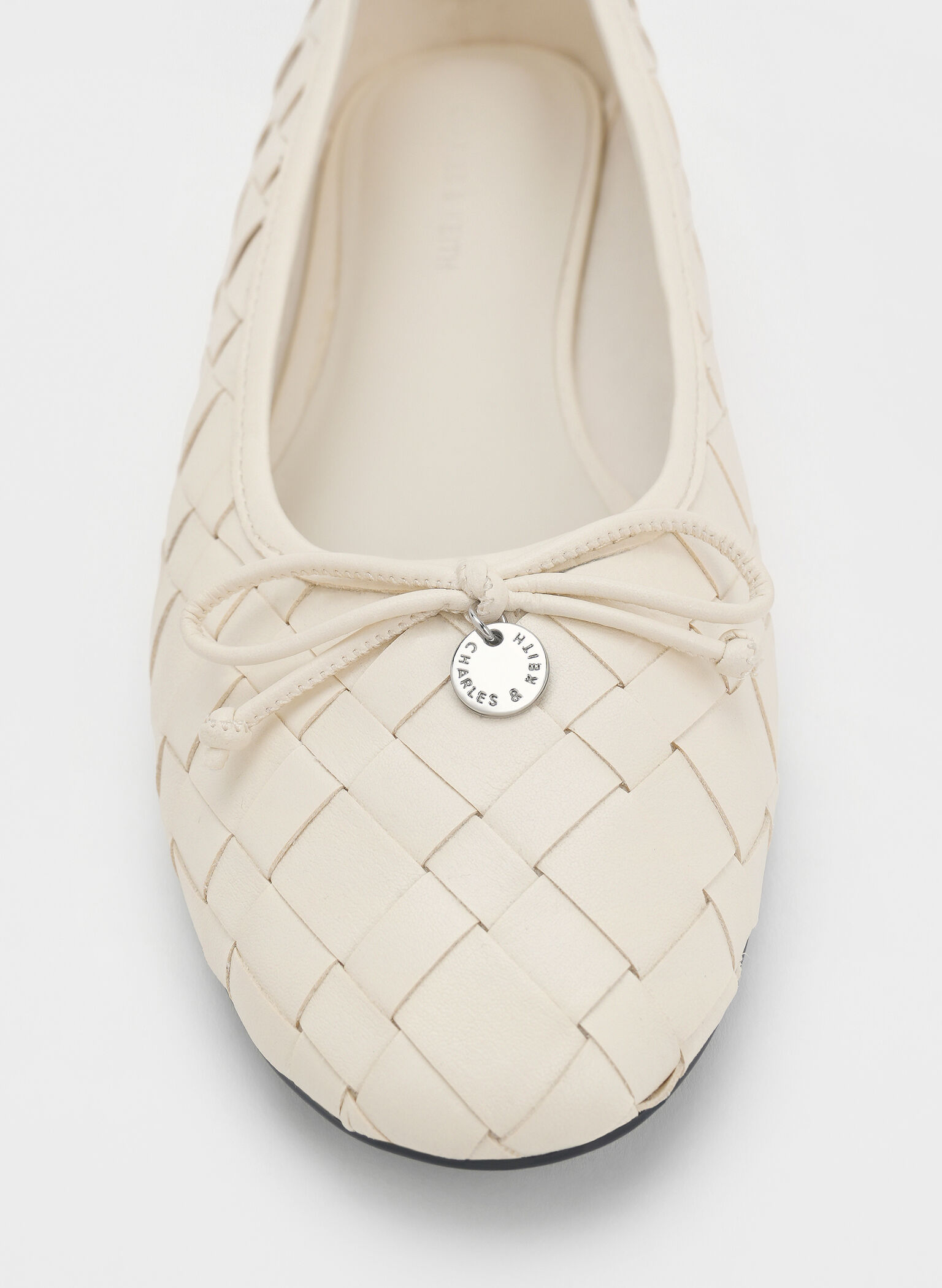Ivette Woven Bow Ballet Flats, Chalk, hi-res