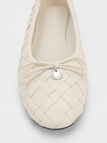 Ivette Woven Bow Ballet Flats, Chalk, hi-res
