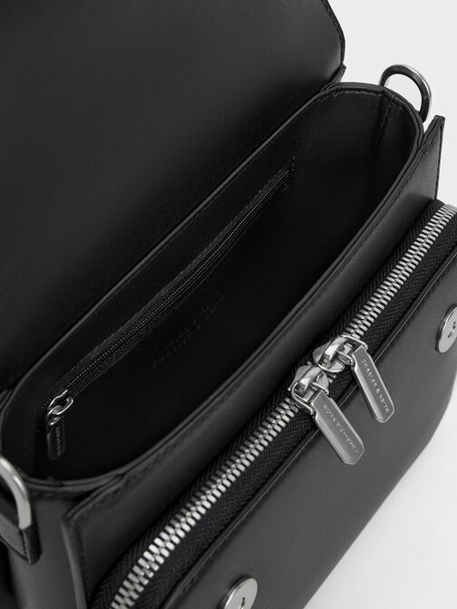 Front Flap Top Handle Bag, Noir, hi-res