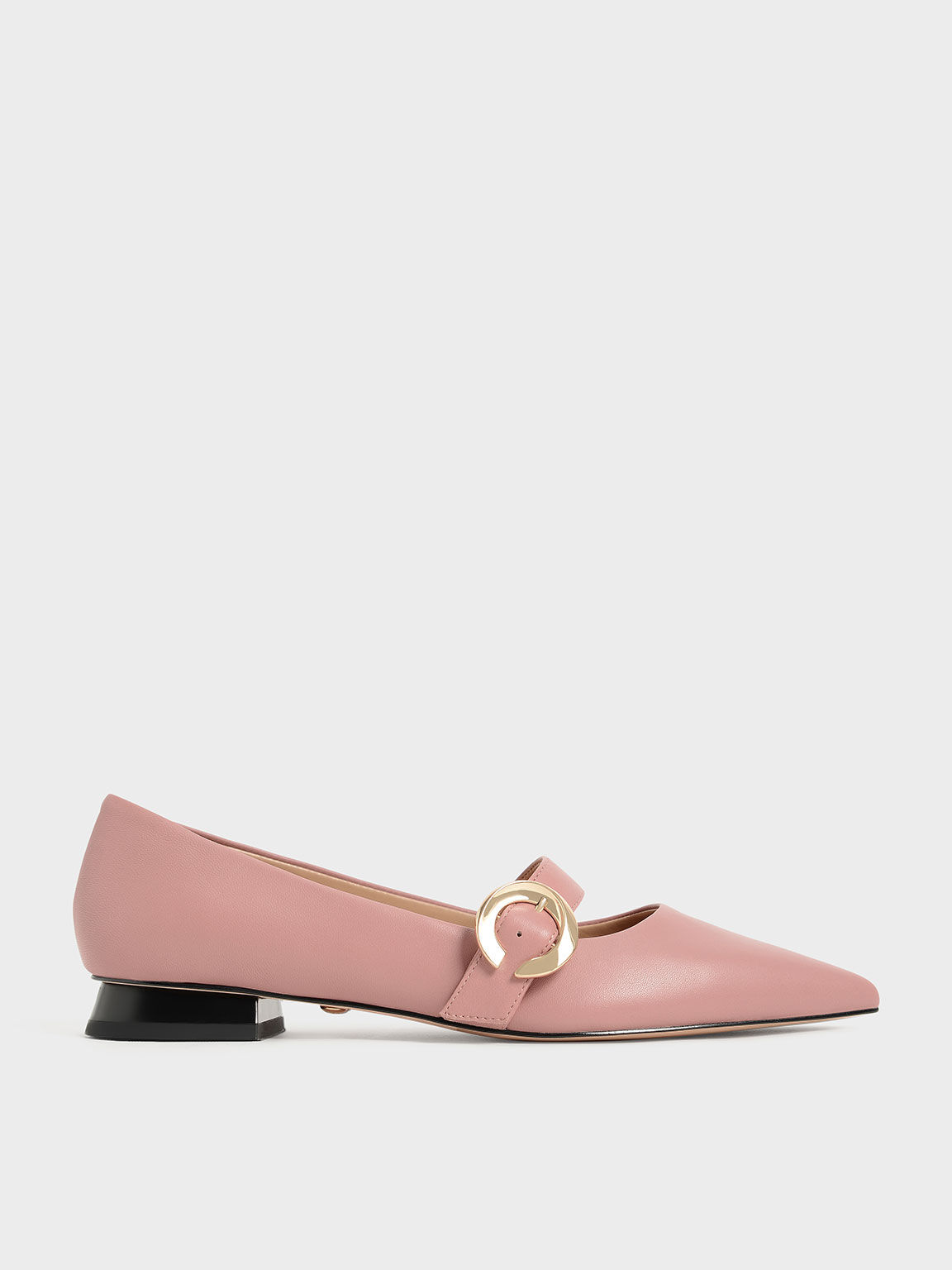 Metallic Buckle Leather Mary Janes, Pink, hi-res