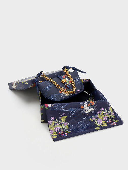 Rabbit Illustrated Belted Bag, Navy, hi-res