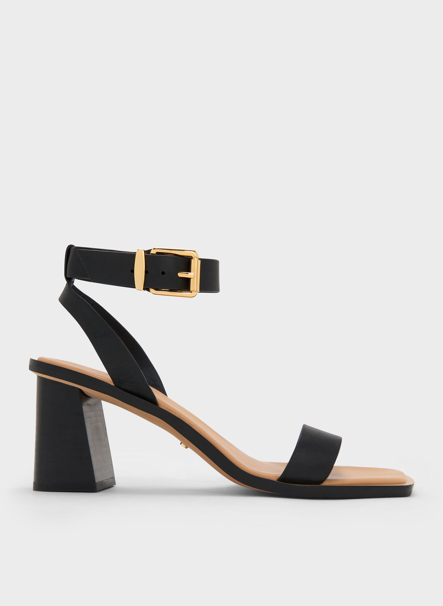 Leather Block-Heel Ankle-Strap Sandals, Black, hi-res