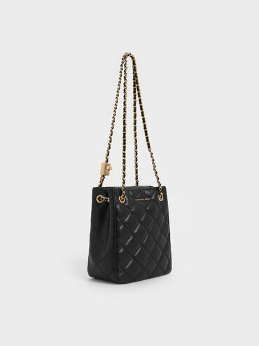 Alva Quilted Braided-Strap Shoulder Bag, Black, hi-res