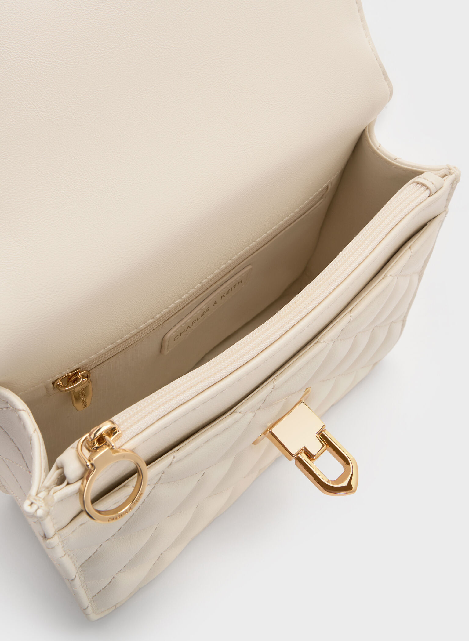 Cressida Quilted Top Handle Bag, Cream, hi-res