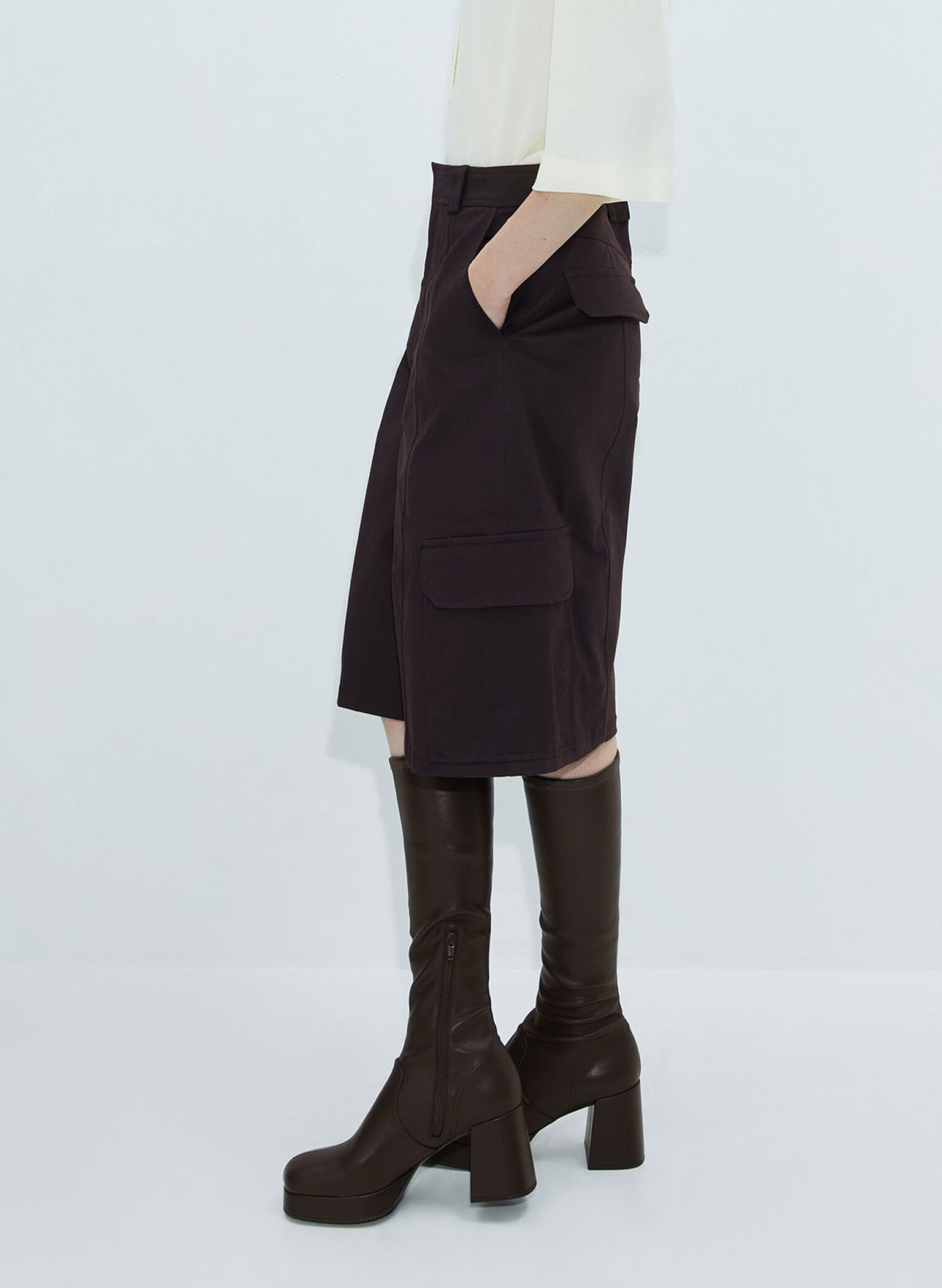 Evie Platform Block-Heel Knee-High Boots, Dark Brown, hi-res