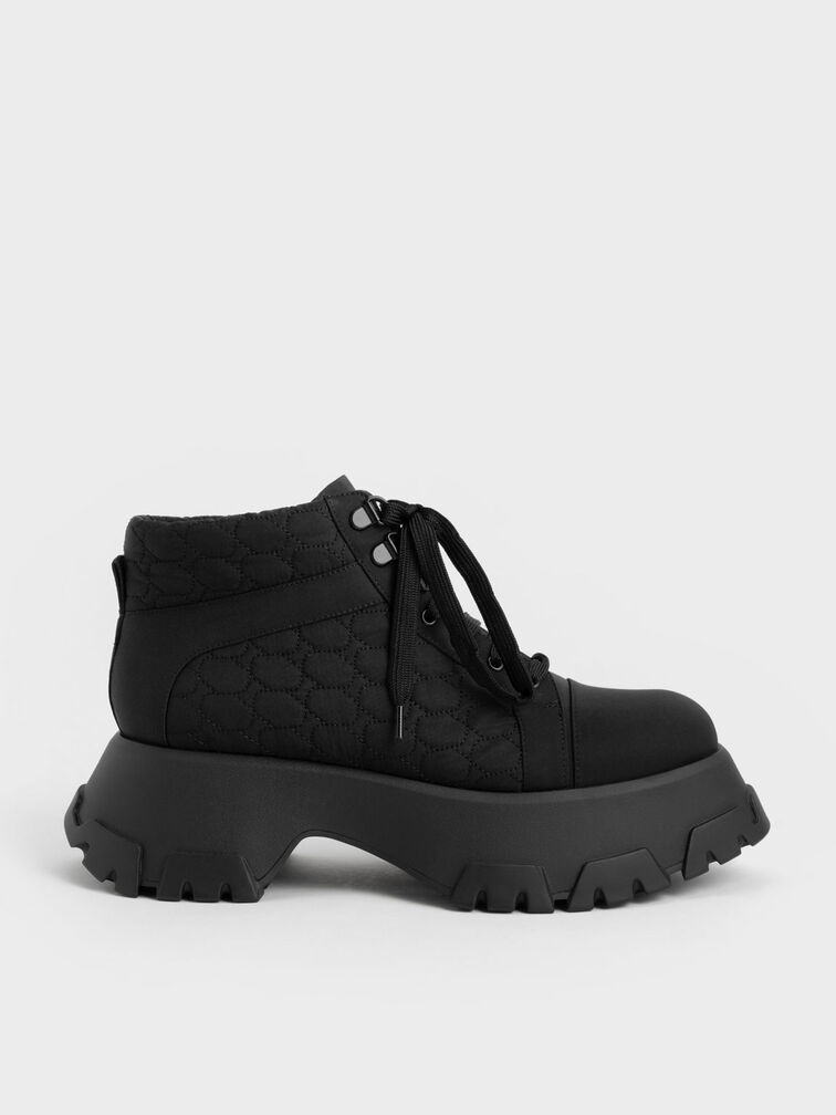 Recycled Polyester High-Top Sneakers, Black, hi-res