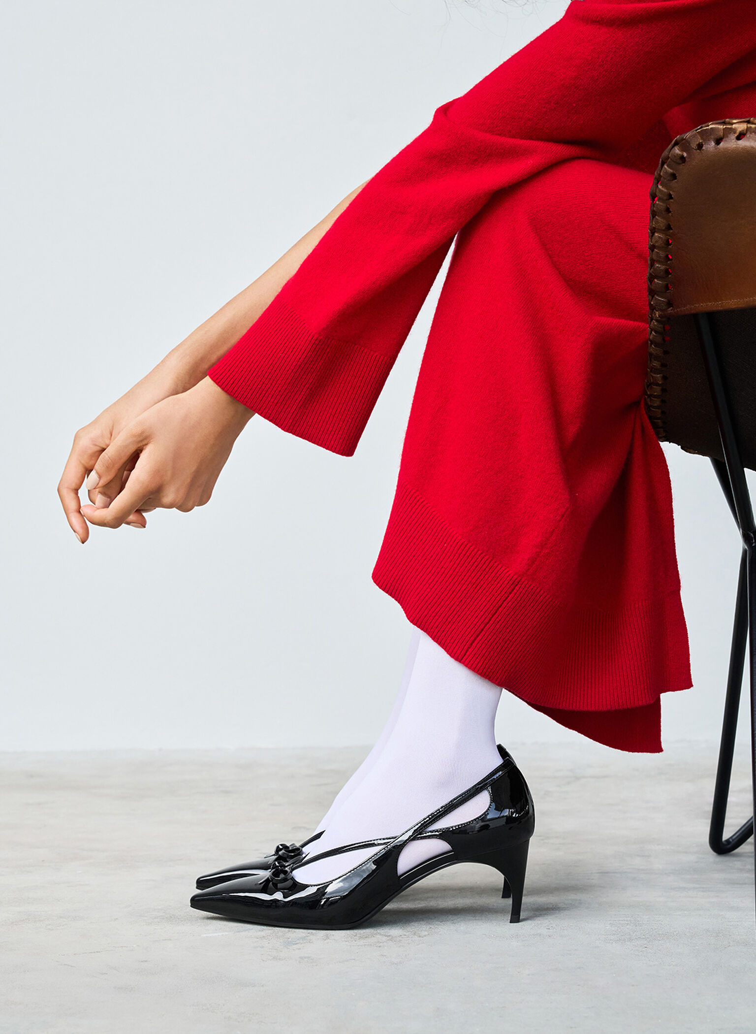 Patent Cut-Out Bow Kitten-Heel Pumps, Black Patent, hi-res