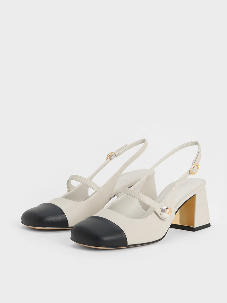 Aeryn Pearl-Embellished Slingback Pumps, Chalk, hi-res
