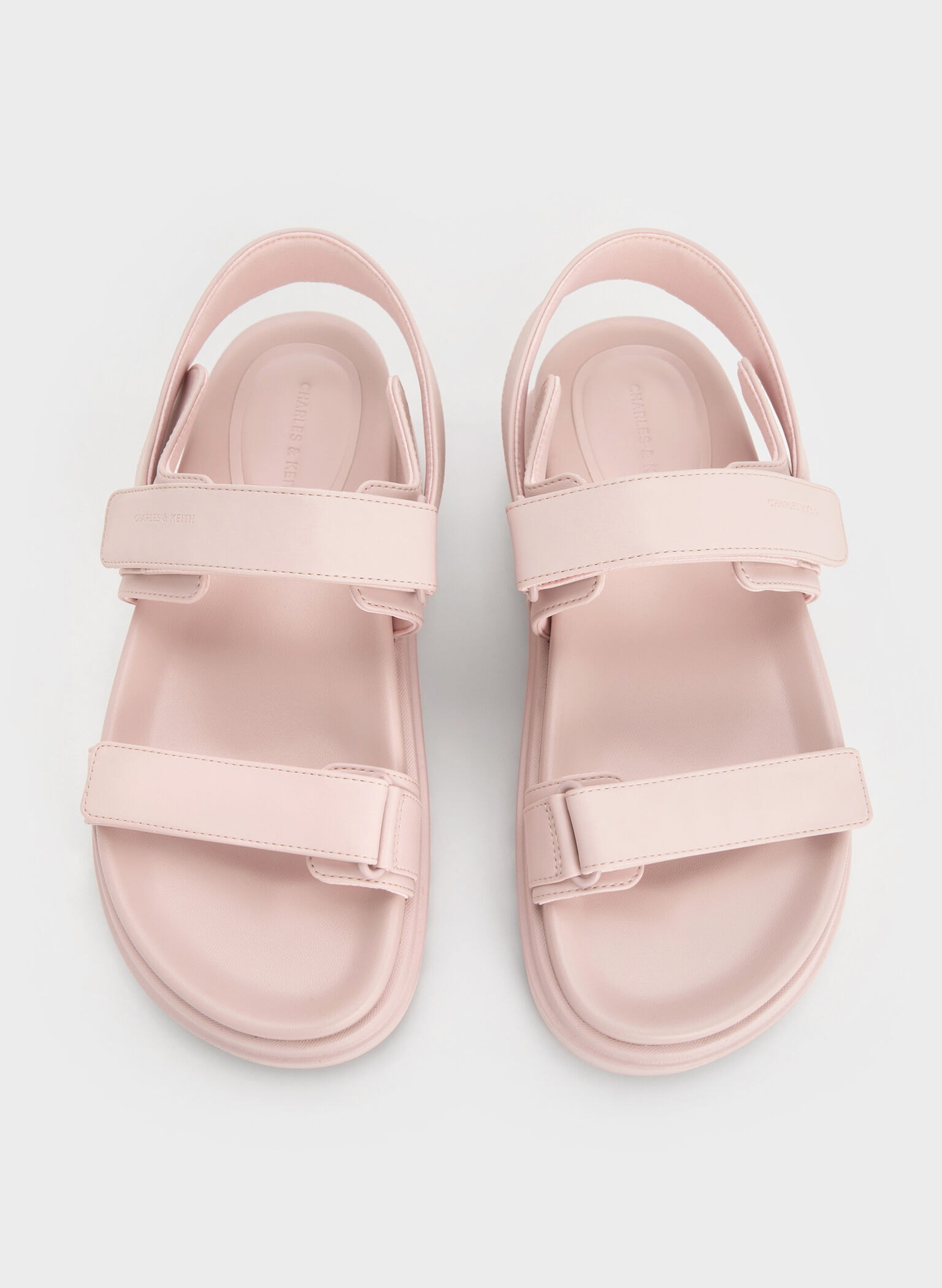 Double-Strap Ridged-Sole Flatform Sandals, Light Pink, hi-res
