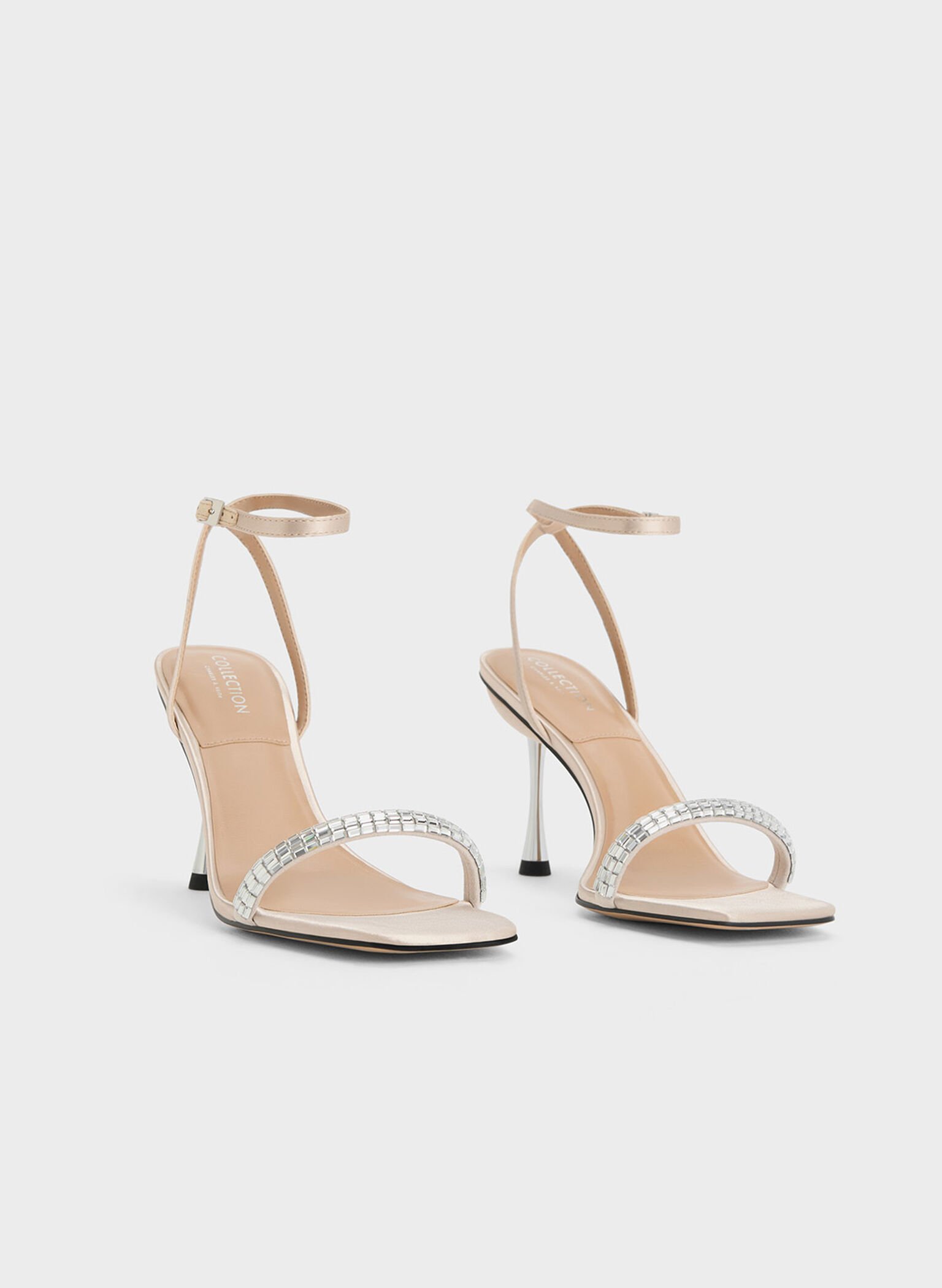 Demi Recycled Polyester Embellished Ankle-Strap Sandals, Cream, hi-res