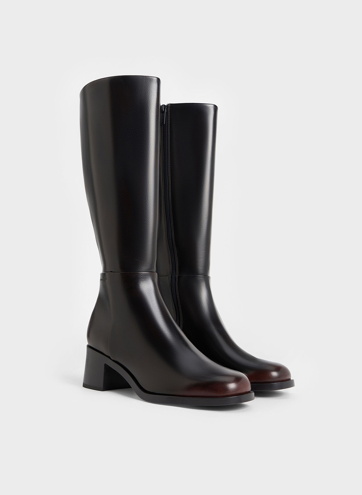 Louise Block-Heel Knee-High Boots, Dark Brown, hi-res