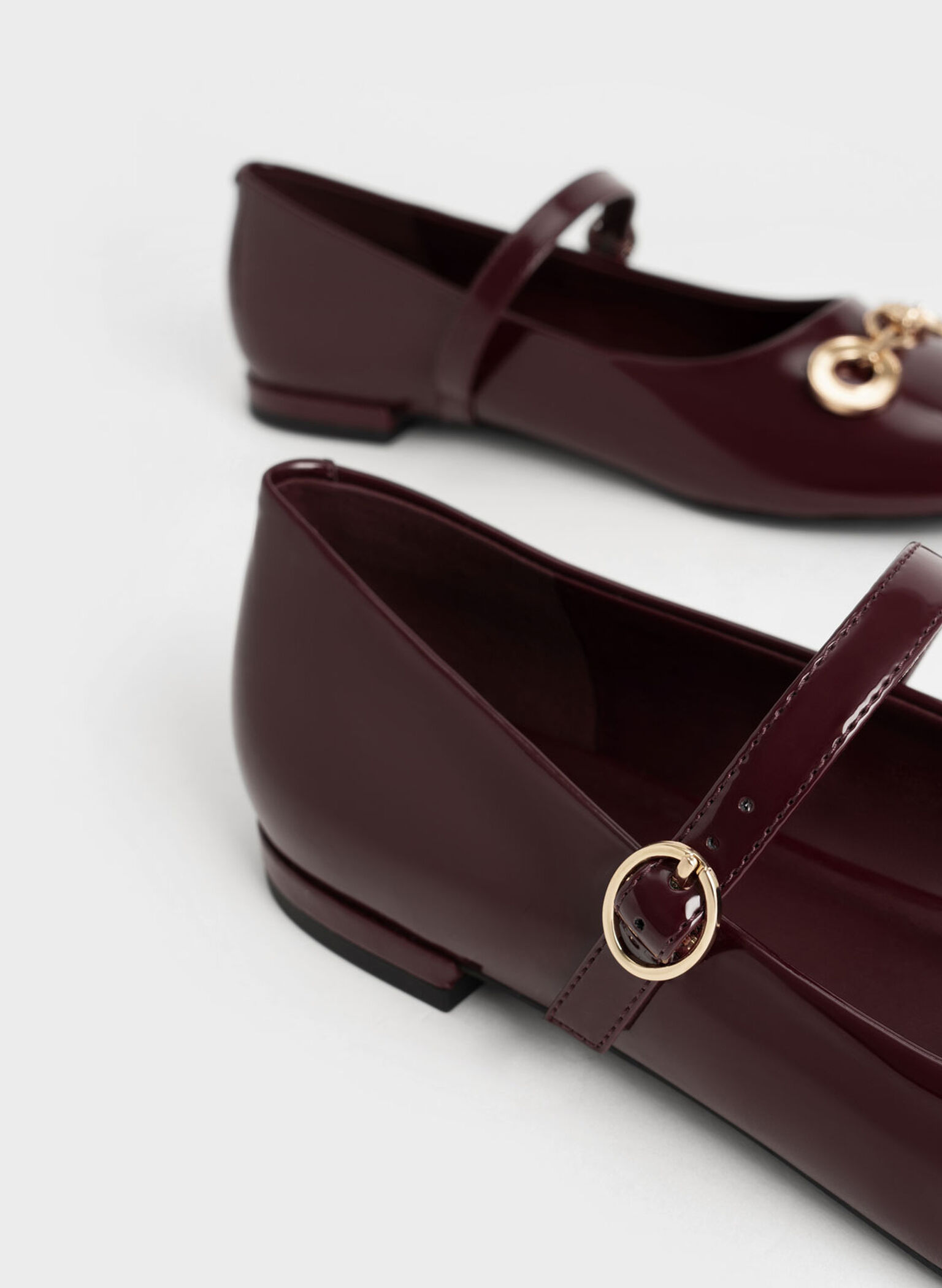 Circle Chain-Link Patent Mary Janes, Burgundy, hi-res