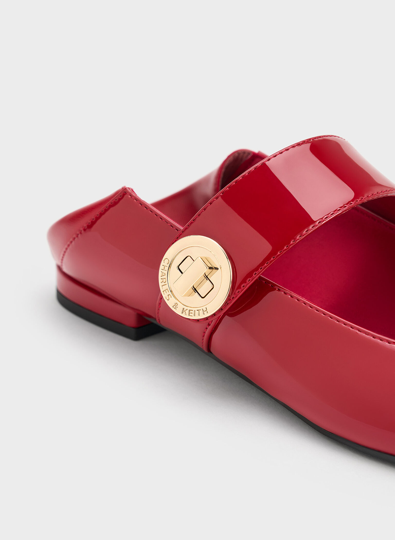 Yara Patent Mary Jane Flats, Red, hi-res