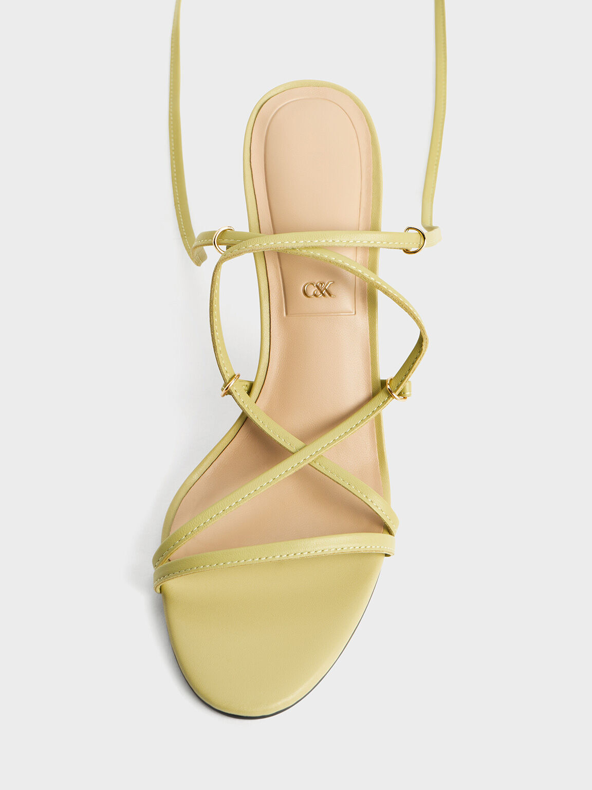 Strappy Woven Heel Tie Around Sandals Lime