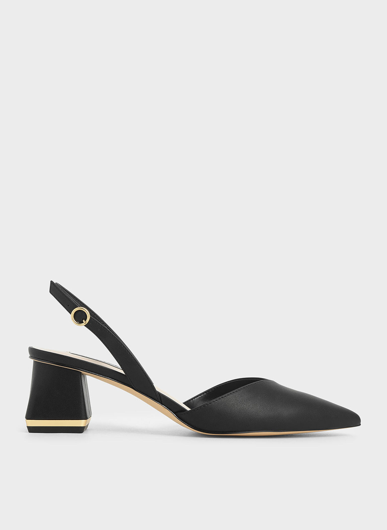 Katarina Trapeze Heel Slingback Pumps, Black, hi-res