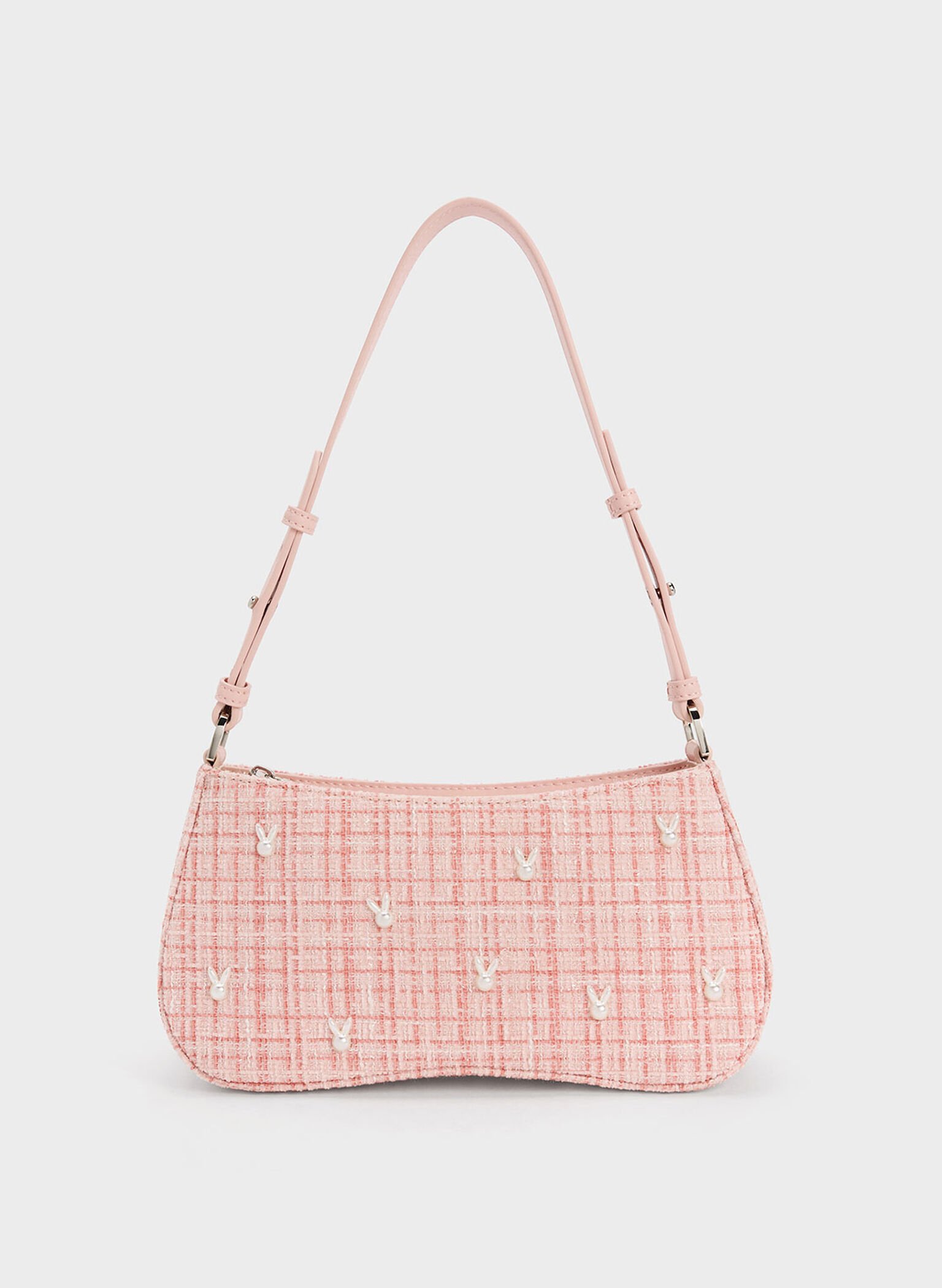 Bunny Tweed Shoulder Bag, Pink, hi-res