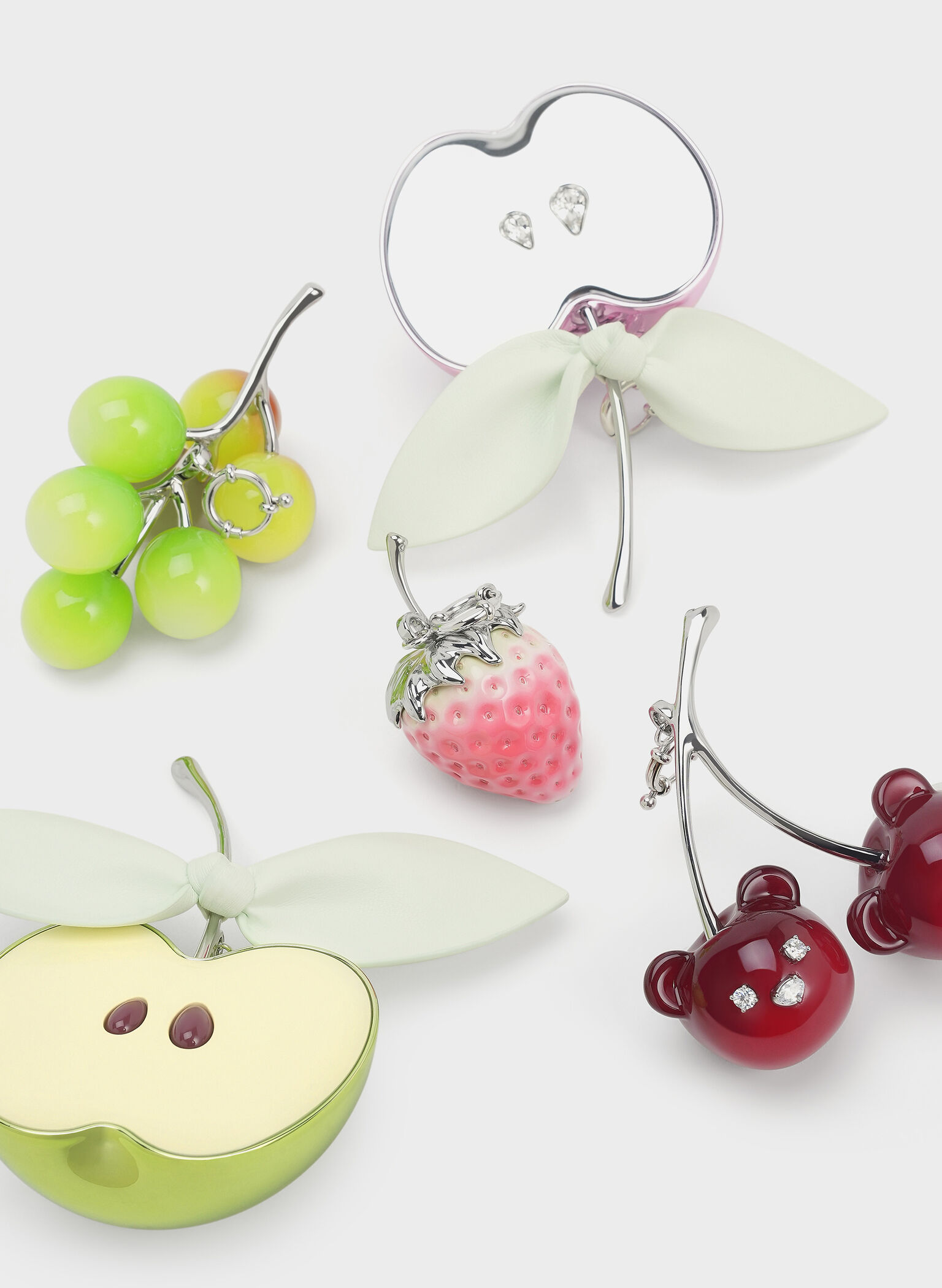 Ally Ruched Slouchy Knotted Bag & Fruit Charms Set, Mint Sorbet, hi-res