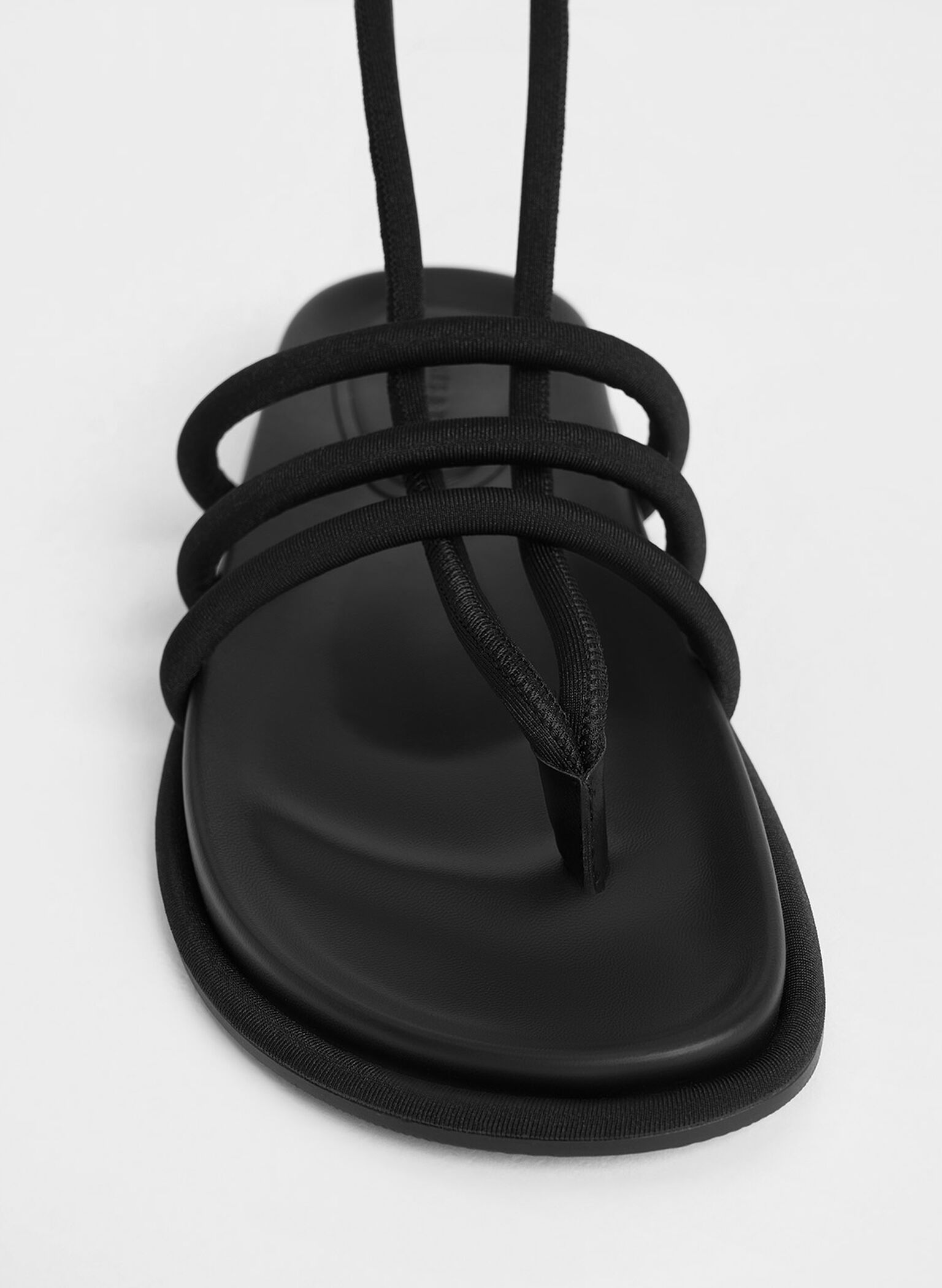 Toni Tubular Tie-Around Sandals, Black Textured, hi-res