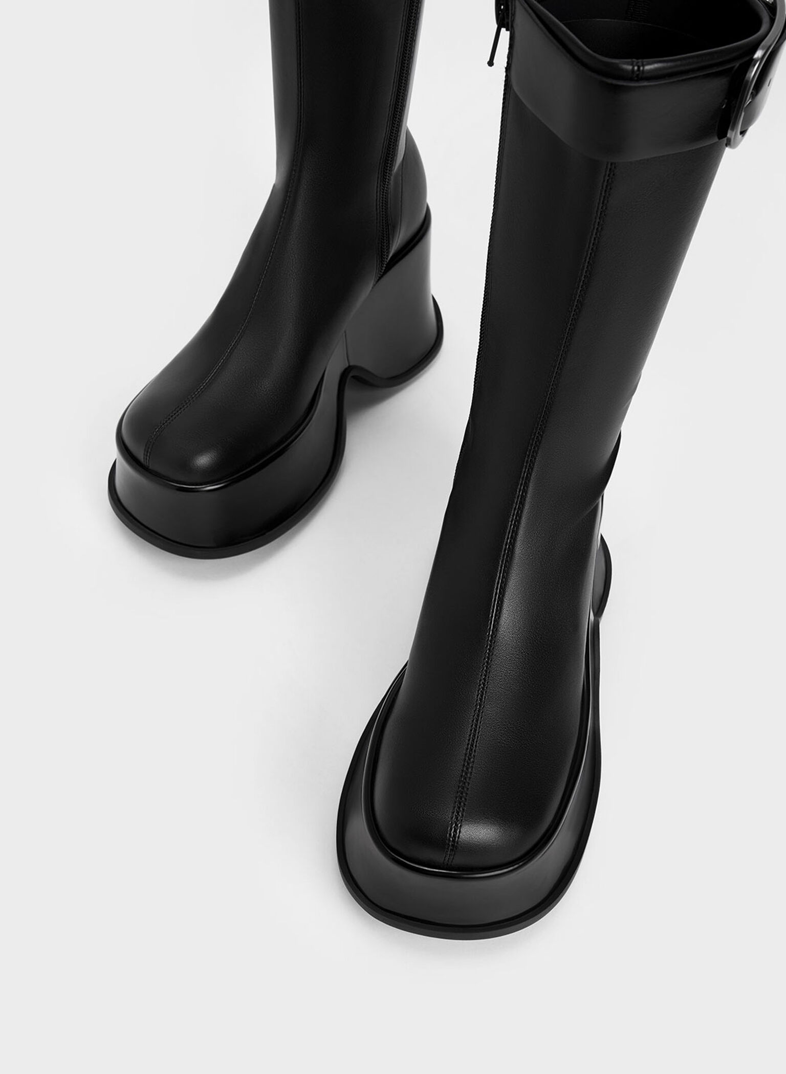 Black Carlisle Platform Boots - CHARLES & KEITH UK