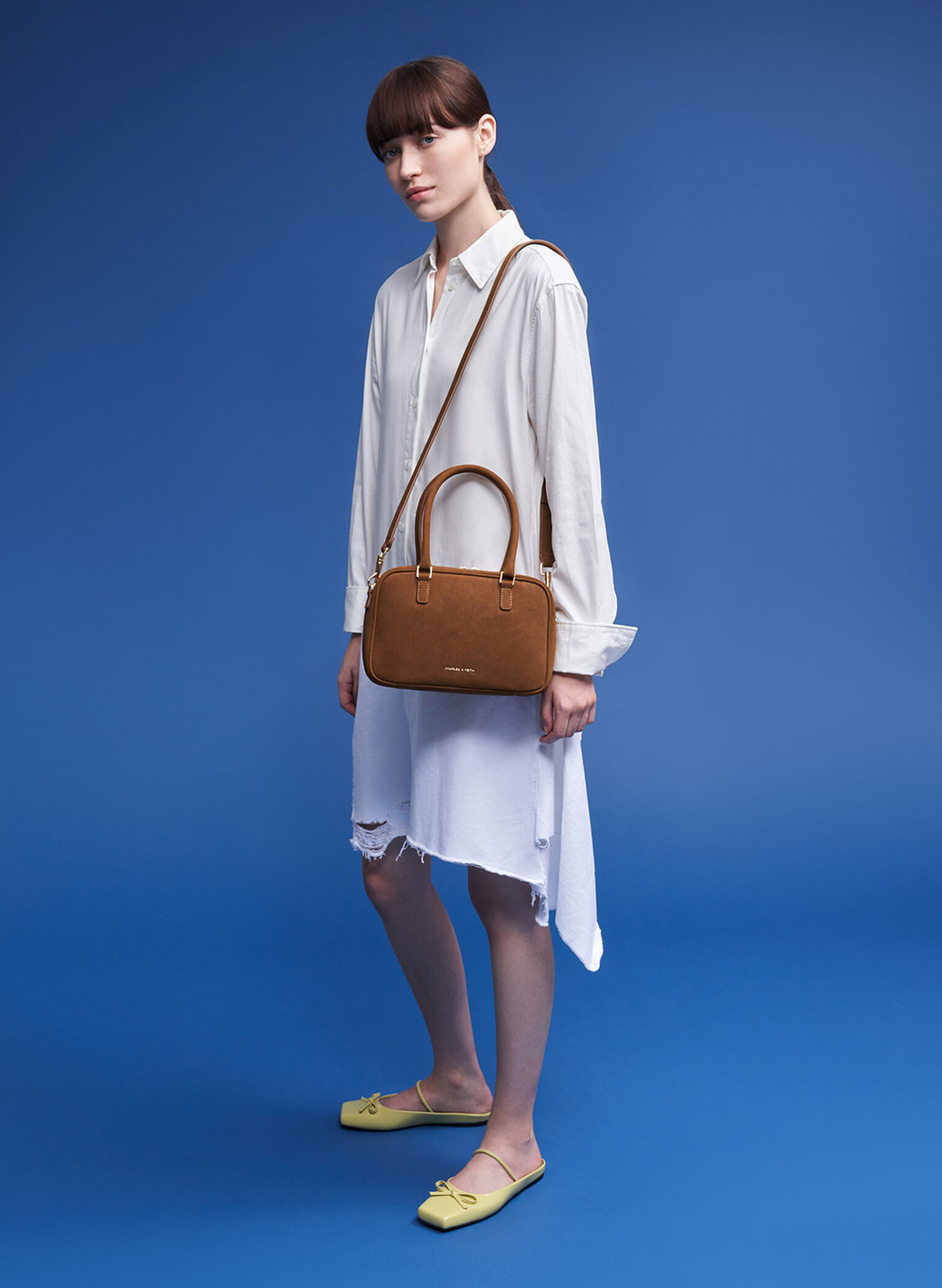 Sianna Textured Bowling Bag, Brown, hi-res