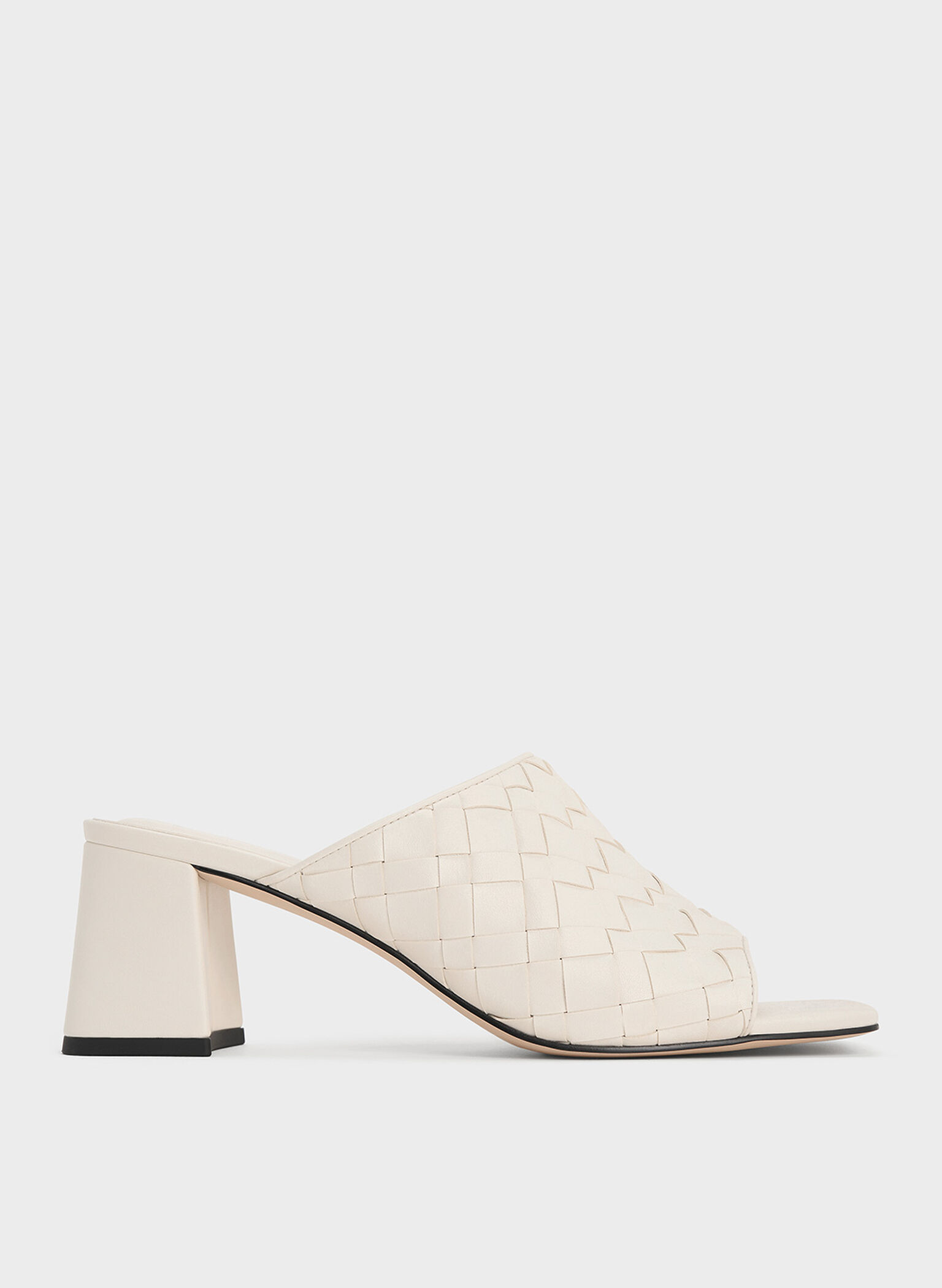 Woven Square-Toe Heeled Mules, Chalk, hi-res