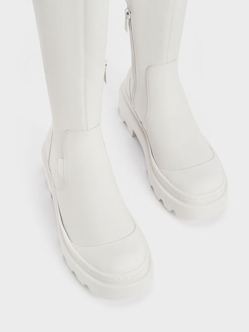 Indra Knee-High Boots, White, hi-res