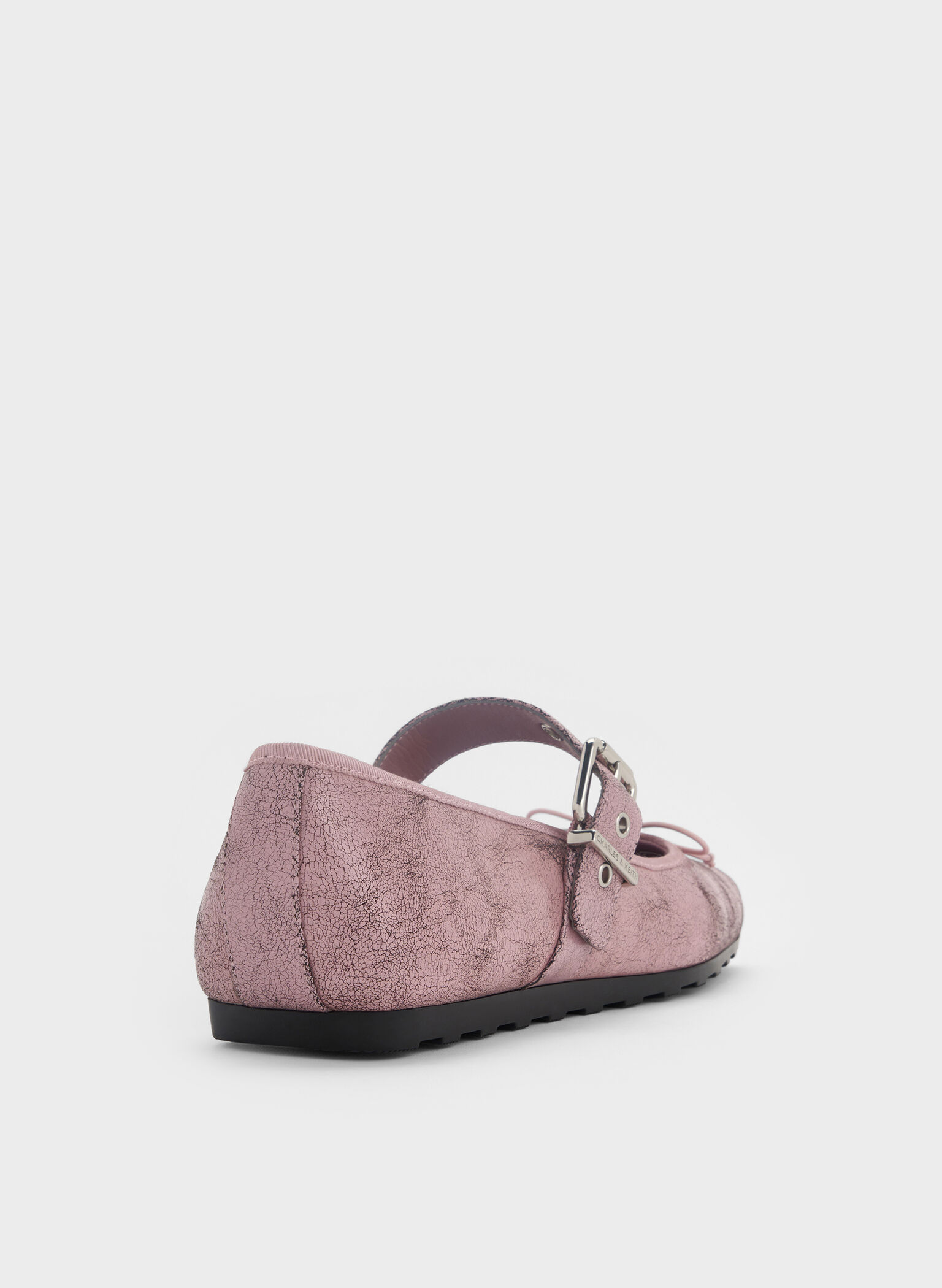Myler Crinkle-Effect Bow Square-Toe Buckled Mary Janes, Pink, hi-res