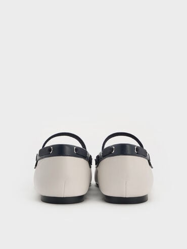 Bow Two-Tone Boat-Shoe Flats, Chalk, hi-res