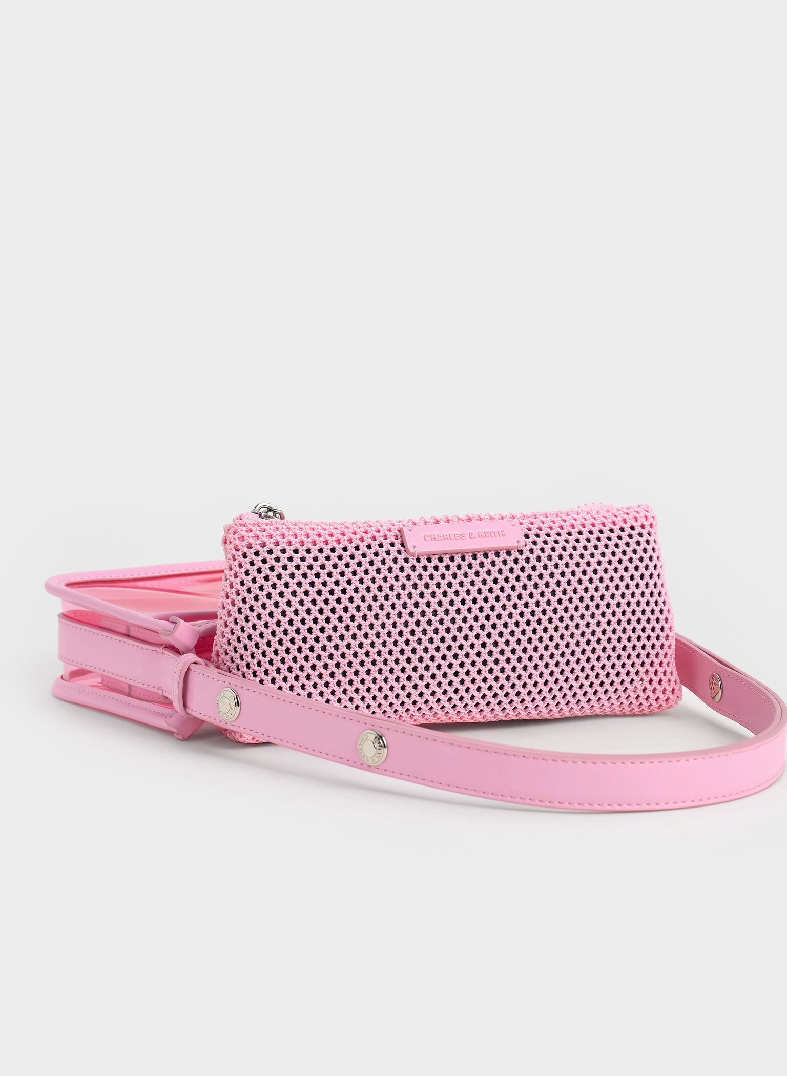 Norah See-Through Mesh Shoulder Bag, Bubble Gum Pink, hi-res
