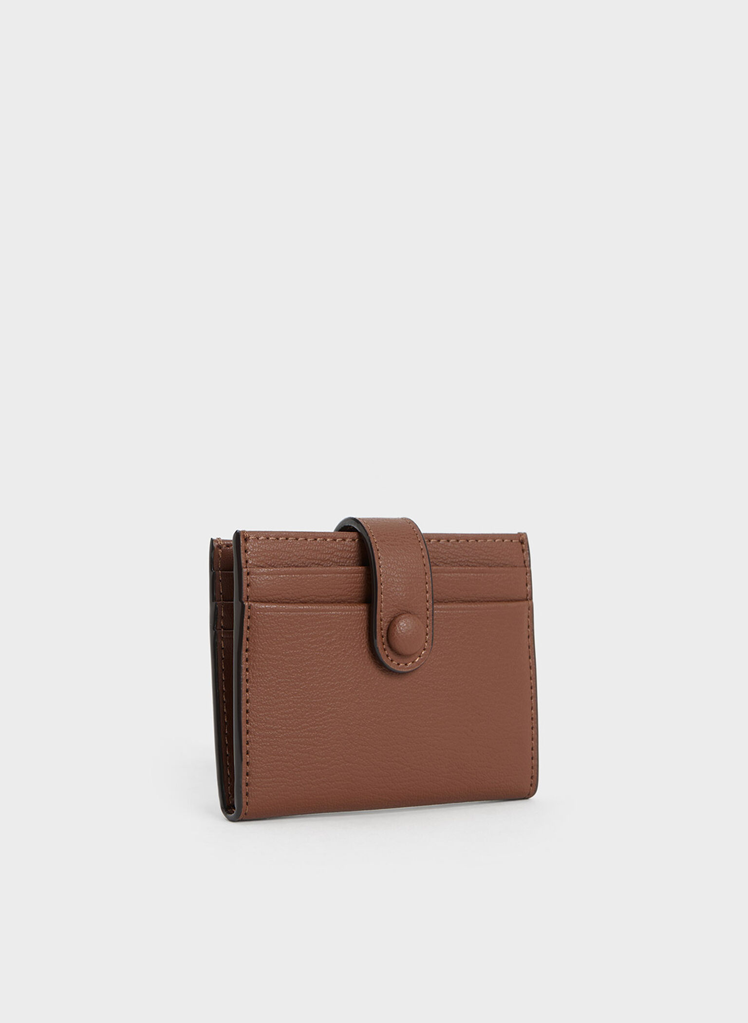 Snap Button Card Holder, Chocolate, hi-res