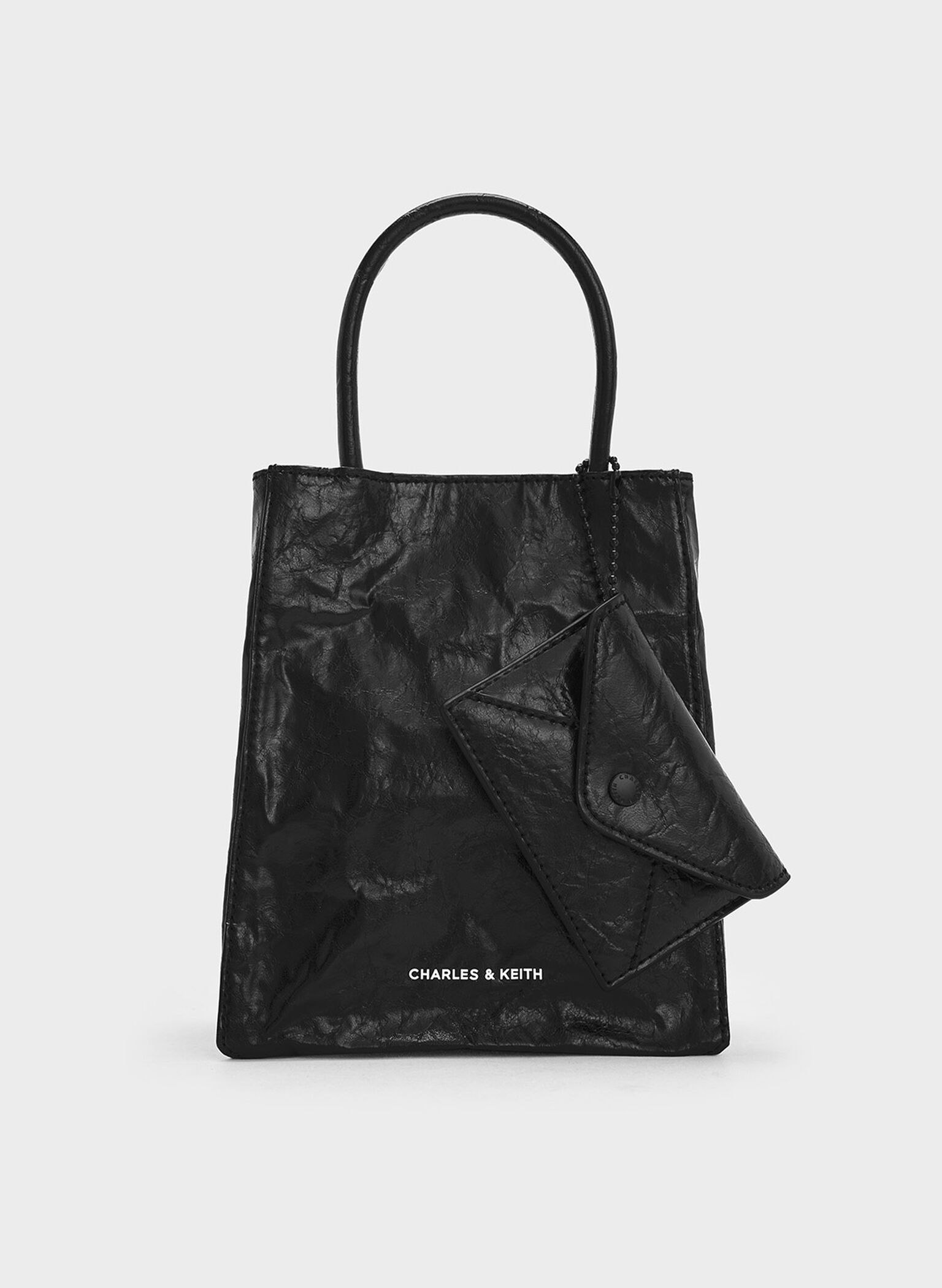 Matina Crinkle-Effect Elongated Tote Bag, Jet Black, hi-res