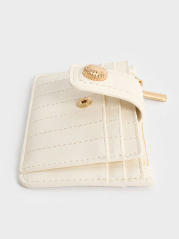 Donna Crinkle-Effect Panelled Card Holder, Cream, hi-res
